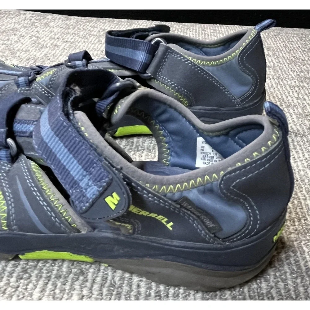 Merrell Hydro Hiker Sandal Shoes Mens Size 7 Blue Leather Hook &‎ Loop Hiking